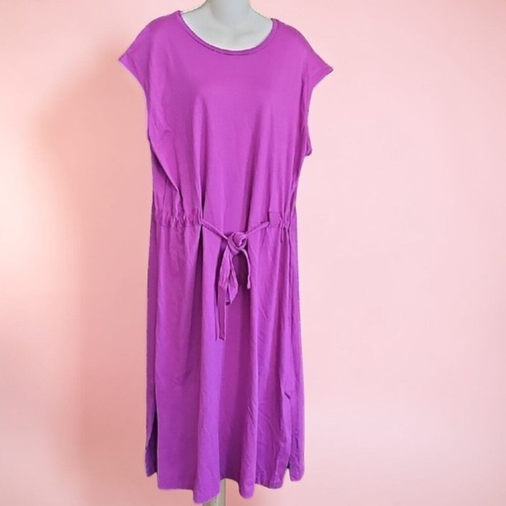 NWT Sonoma Goods for Life Midi Dress  Magenta Pink Knit Drawstring Waist XXL - Picture 2 of 13